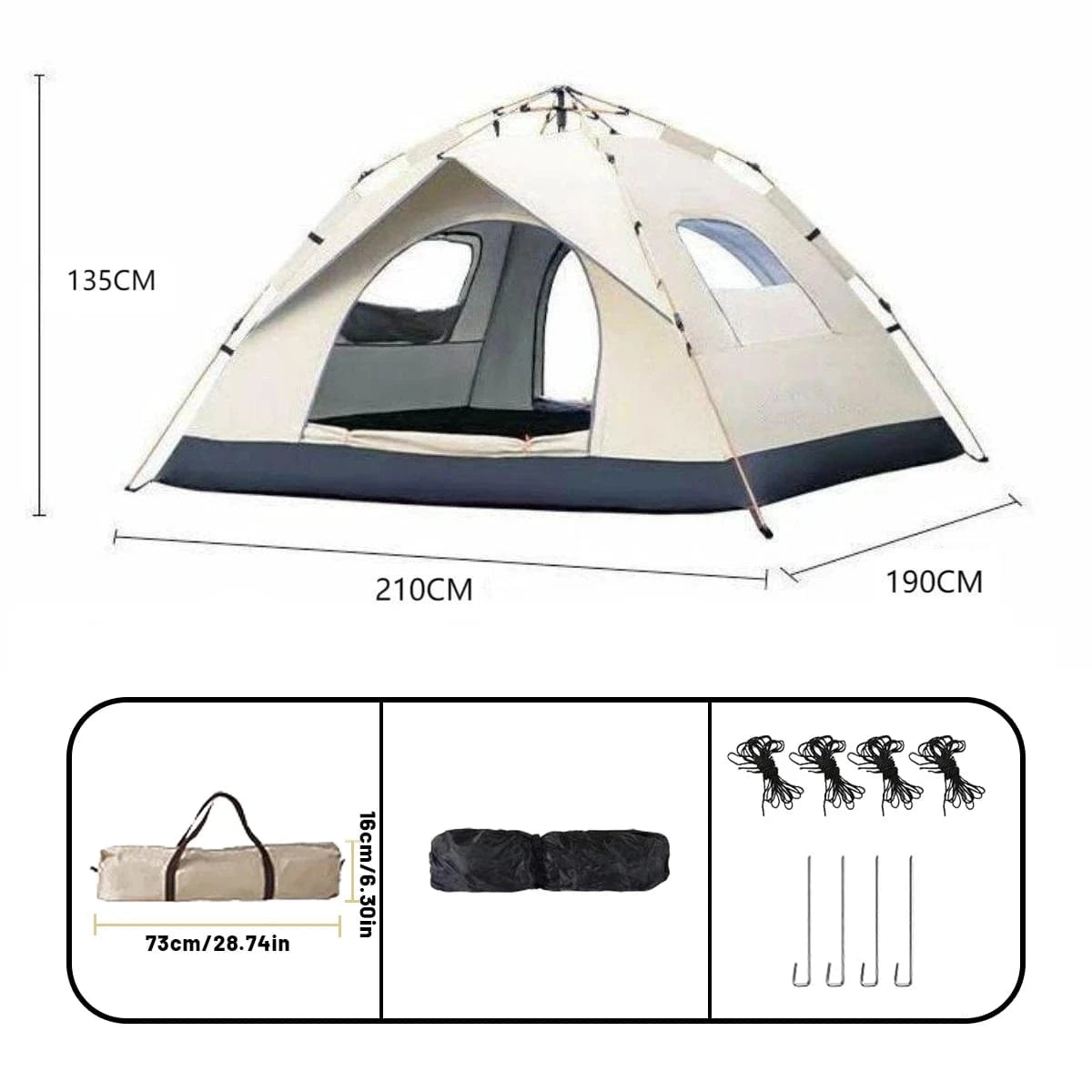 4-Person Outdoor Automatic Pop-Up Tent – Waterproof, UV-Resistant Shelter for Camping, Fishing & Beach Use