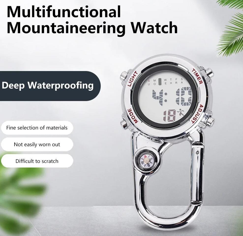 π₯ Multifunctional Carabiner Pocket Watch β Luminous Outdoor Sports Clip-On Timepiece for Backpack, Waist, or Gear