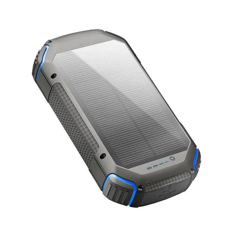 20000mAh Solar Power Bank with Fast Charging, Waterproof Design, and Red Warning Light for Emergency Situations