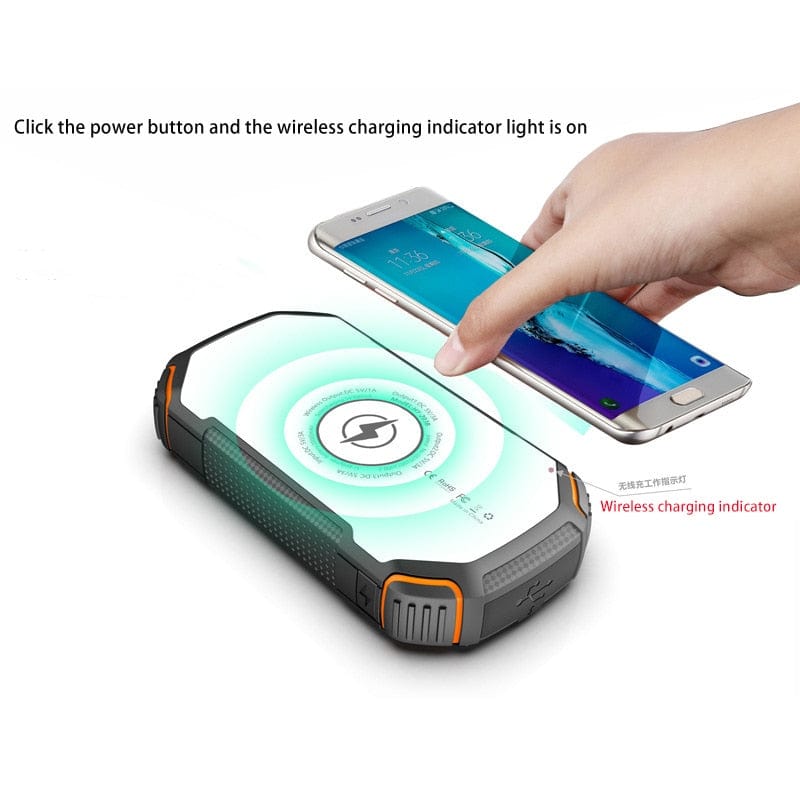 20000mAh Solar Power Bank with Fast Charging, Waterproof Design, and Red Warning Light for Emergency Situations