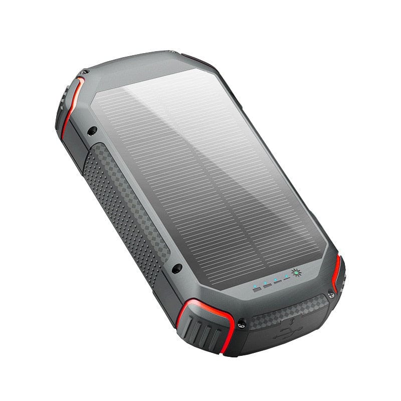 20000mAh Solar Power Bank with Fast Charging, Waterproof Design, and Red Warning Light for Emergency Situations
