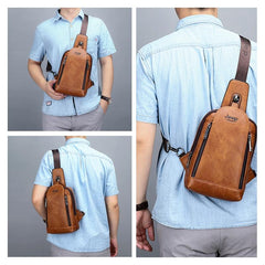 Survival Gears Depot Backpacks Durable Travel & Hiking Cross Body Shoulder Large Capacity Leather Sling Bag