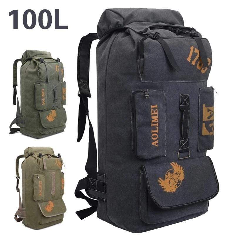 Survival Gears Depot Climbing Bags 100L Camping Canvas Rucksack