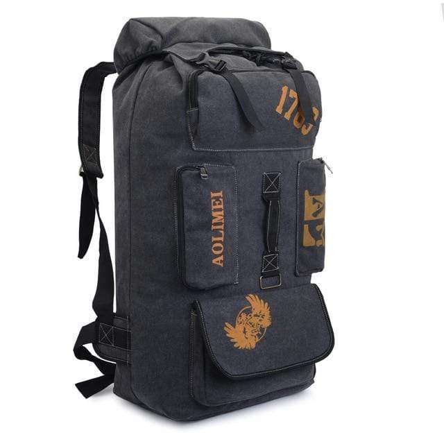 Survival Gears Depot Climbing Bags Black 100L Camping Canvas Rucksack