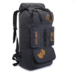 Survival Gears Depot Climbing Bags Black 100L Camping Canvas Rucksack