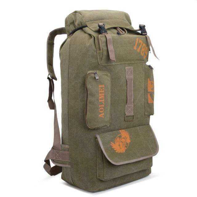 Survival Gears Depot Climbing Bags Khaki 100L Camping Canvas Rucksack