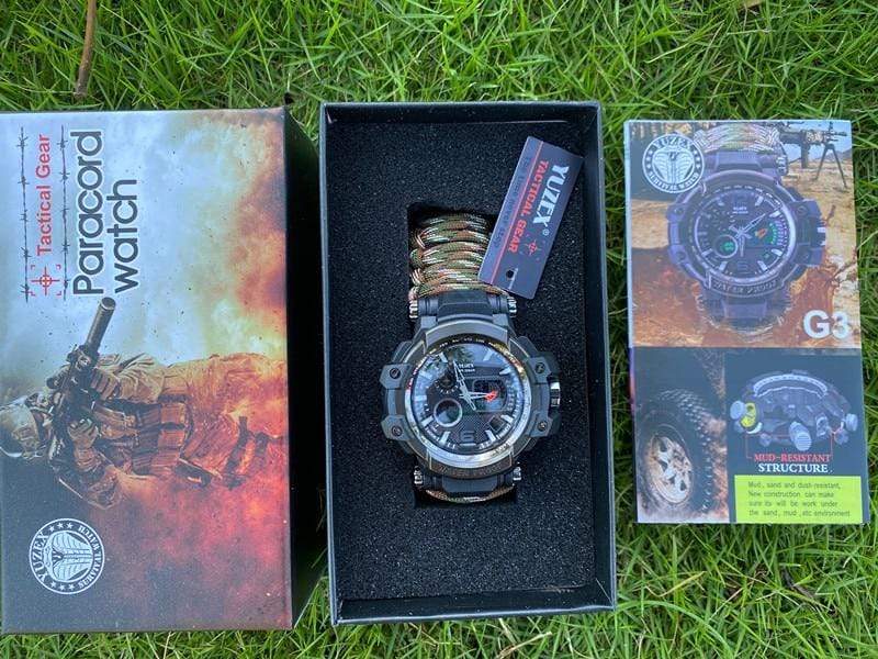 Survival Gears Depot Safety & Survival 8 in 1 Outdoor  Multi functional Waterproof Military Tactical Paracord Watch Bracelet
