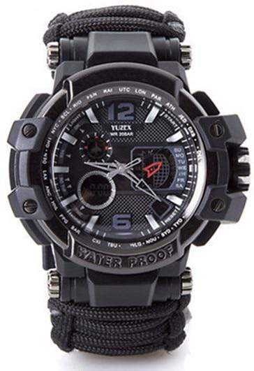 Survival Gears Depot Safety & Survival Black 8 in 1 Outdoor  Multi functional Waterproof Military Tactical Paracord Watch Bracelet