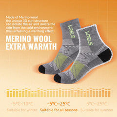 Merino Wool Compression Hiking & Running Outdoor Socks – Thick Cushioned, Moisture-Wicking & Breathable Ankle Support Socks