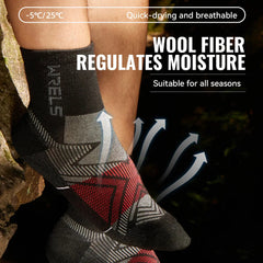 Merino Wool Compression Hiking & Running Outdoor Socks – Thick Cushioned, Moisture-Wicking & Breathable Ankle Support Socks