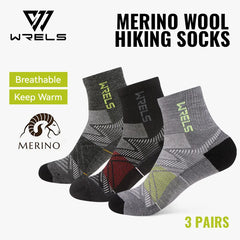 Merino Wool Compression Hiking & Running Outdoor Socks – Thick Cushioned, Moisture-Wicking & Breathable Ankle Support Socks