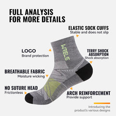 Merino Wool Compression Hiking & Running Outdoor Socks – Thick Cushioned, Moisture-Wicking & Breathable Ankle Support Socks