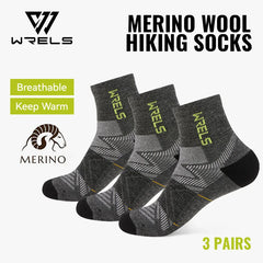 Merino Wool Compression Hiking & Running Outdoor Socks – Thick Cushioned, Moisture-Wicking & Breathable Ankle Support Socks