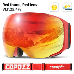 COPOZZ Magnetic Ski Goggles Quick-Change Lens - Anti-fog Protection 100% UV400 Protection for Men Women Snowboard Goggles Set