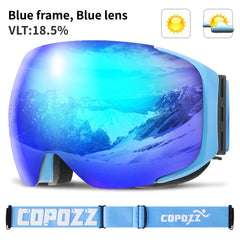 COPOZZ Magnetic Ski Goggles Quick-Change Lens - Anti-fog Protection 100% UV400 Protection for Men Women Snowboard Goggles Set