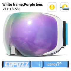 COPOZZ Magnetic Ski Goggles Quick-Change Lens - Anti-fog Protection 100% UV400 Protection for Men Women Snowboard Goggles Set