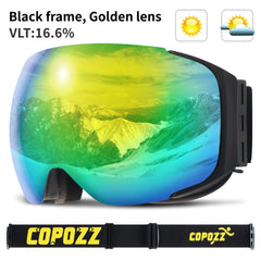 COPOZZ Magnetic Ski Goggles Quick-Change Lens - Anti-fog Protection 100% UV400 Protection for Men Women Snowboard Goggles Set