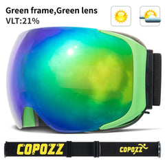 COPOZZ Magnetic Ski Goggles Quick-Change Lens - Anti-fog Protection 100% UV400 Protection for Men Women Snowboard Goggles Set