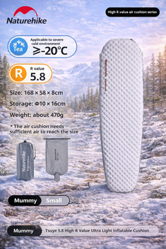 All-Season Ultralight Sleeping Pad – 5.8 R-Value Inflatable Camping Mattress for Summer, Winter & Year-Round Adventures