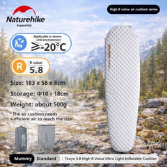 All-Season Ultralight Sleeping Pad – 5.8 R-Value Inflatable Camping Mattress for Summer, Winter & Year-Round Adventures