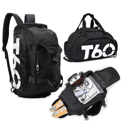 T60 Waterproof Multifunctional Outdoor Gym Sports Bag -Fitness Training Backpack & Multifunctional Shoulder Handbag for Travel