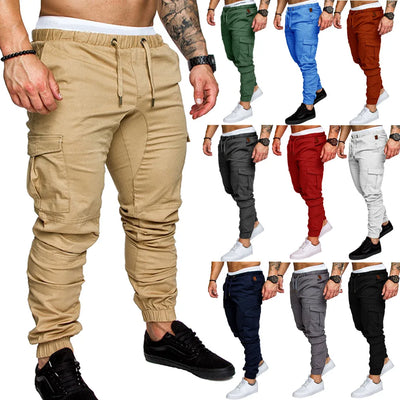 Men's Casual Cargo Style Multi Pocket Trousers -Woven Fabric for Active Wear