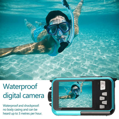Waterproof Automatic Flash Underwater Camera & Mini Action Camcorder 1080P for Outdoor Snorkeling Camping Travel
