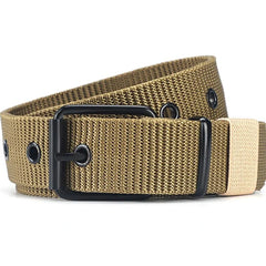 Porous Canvas Pin Buckle Leather Belt for Men and Women -Trendy Eyelet Outdoor Sports Belt with Jeans