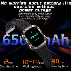 620mAh Large Battery Durable Military Smart Watch Men