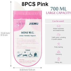 Wiio 8Pcs Pink Portable Mini Urinal Bag