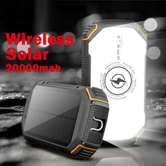 20000mAh Solar Power Bank with Fast Charging, Waterproof Design, and Red Warning Light for Emergency Situations