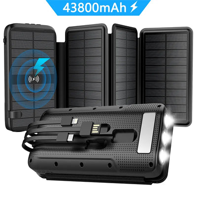 Powerful 43800mAh Solar Power Bank with  Wireless Charging - Stay Charged Anywhere, Anytime