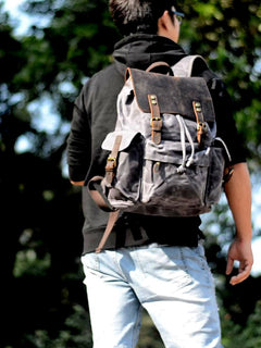 Survival Gears Depot Backpacks Top Luxury Large Capacity Waterproof Canvas Leather Unisex Backpacks