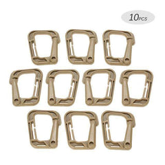 Survival Gears Depot Survival Gears Tan 10 Pack Multipurpose D-Ring Locking for Molle Webbing Straps