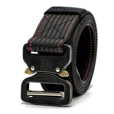 Survival Gears Depot Tactical Belt Black & Red Men's Tactical Belt - Heavy Duty Military Style Nylon Riggers Webbing